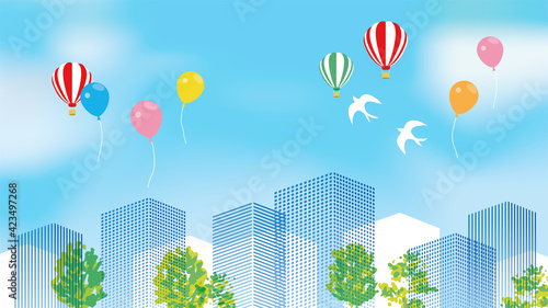 街並み　建物のイラスト