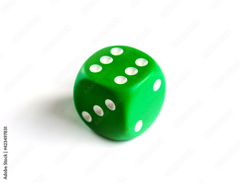 Green dice isolated on white background Green dice isolated on white background
