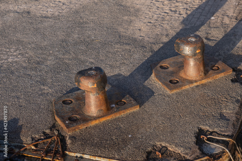 bollard on the pier, makefast, photo