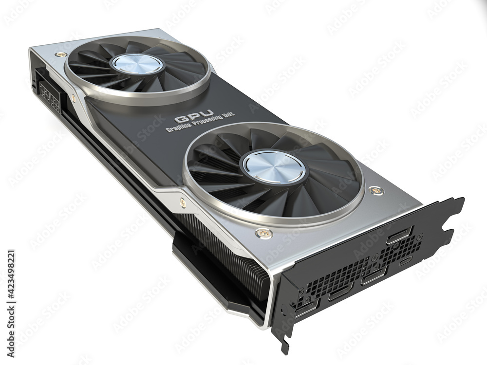 Fototapeta premium Graphics card. Modern gaming GPU graphics processing unit isolated on white.
