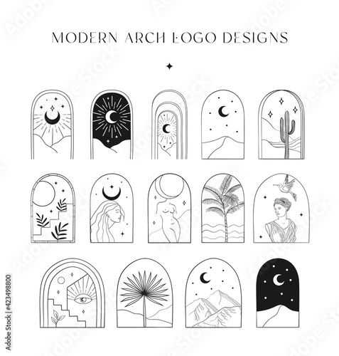 Modern Arch vector abstract line logo designs