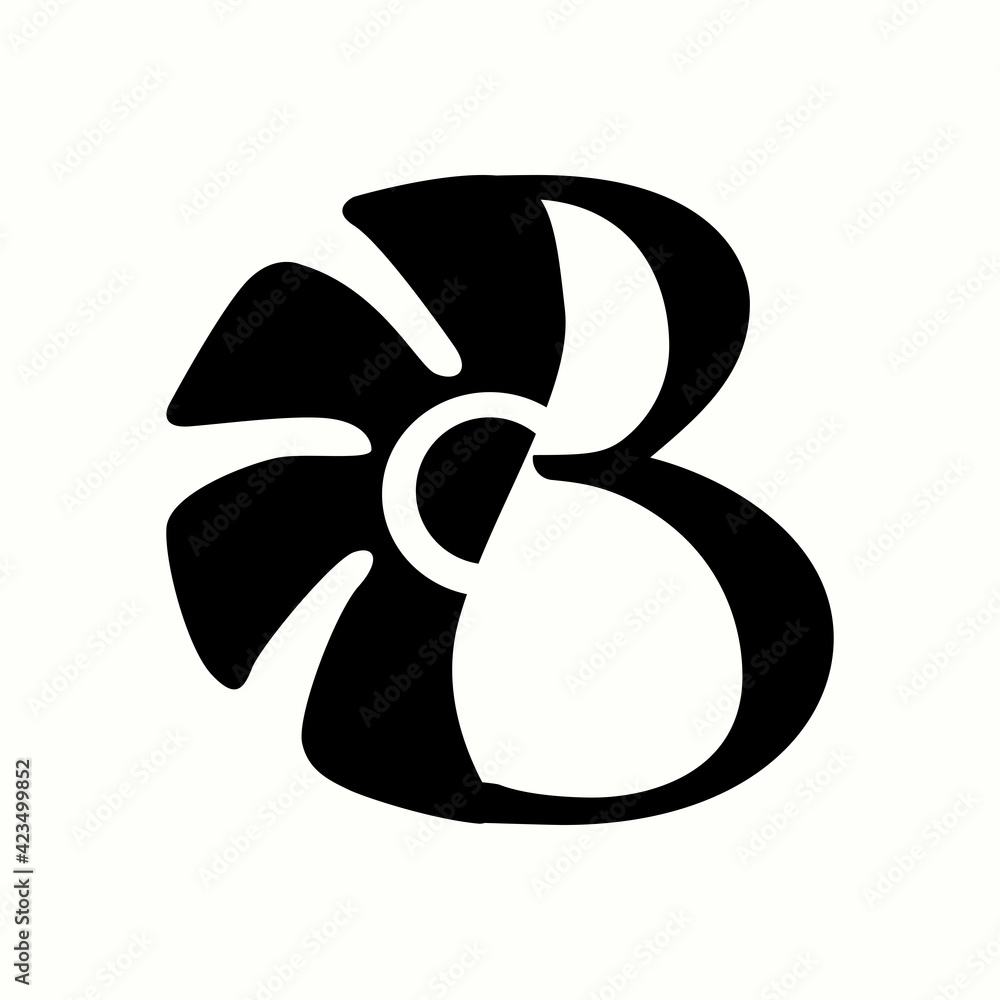 logo letter b with icon fan, vector design 