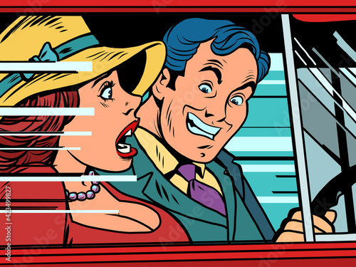 dangerous driving driver and passenger. A woman and a man in a car