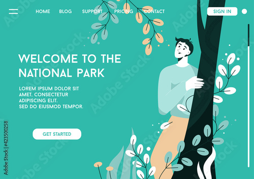 Vector landing page of Welcome to the National Park concept