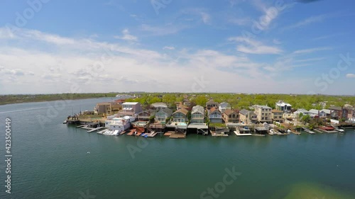 This is an aerial view of the Mill Basin Area.  Mill Basin is a residential water community neighborhood in the southeastern part of Brooklyn, New York City. photo