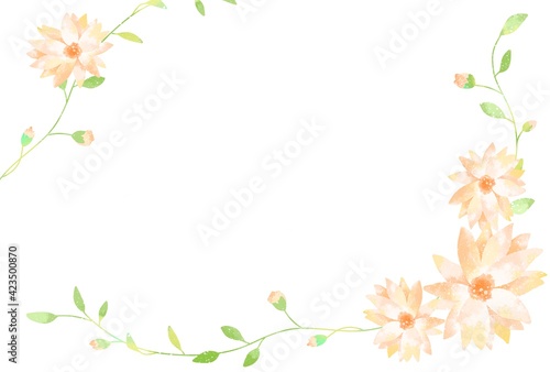 優しいタッチのお花のフレーム © Hirose