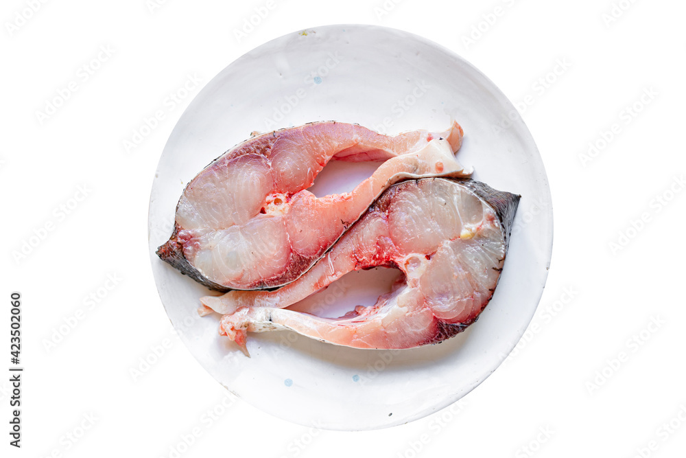 healthy food white fish raw steak silver carp ready to cook snack vegetarian meal top view copy space background rustic healthy food white fish raw steak silver carp ready to cook snack vegetarian meal top view copy space background rustic