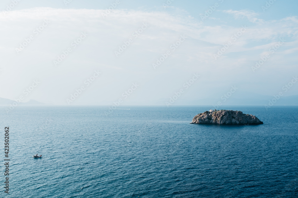 island in the sea near Hydra, Greece