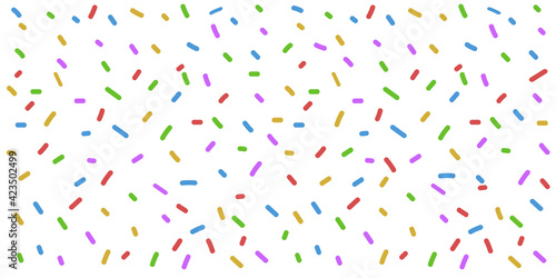 White background with colorful confetti and sprinkles, colorful pattern