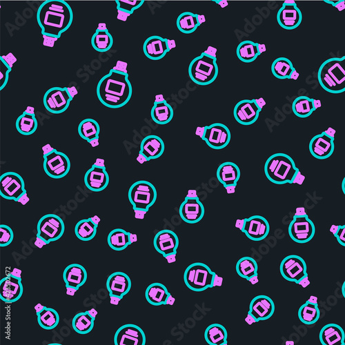 Line Perfume icon isolated seamless pattern on black background. Vector Illustration