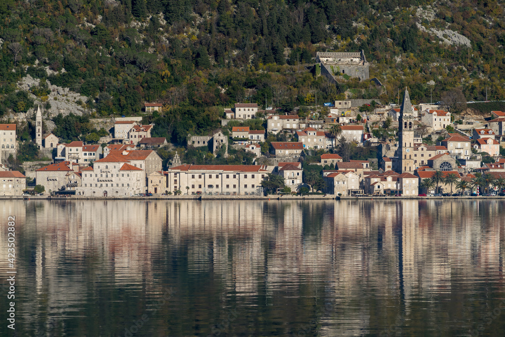 The old town of Perast on the shore of Kotor Bay, Montenegro