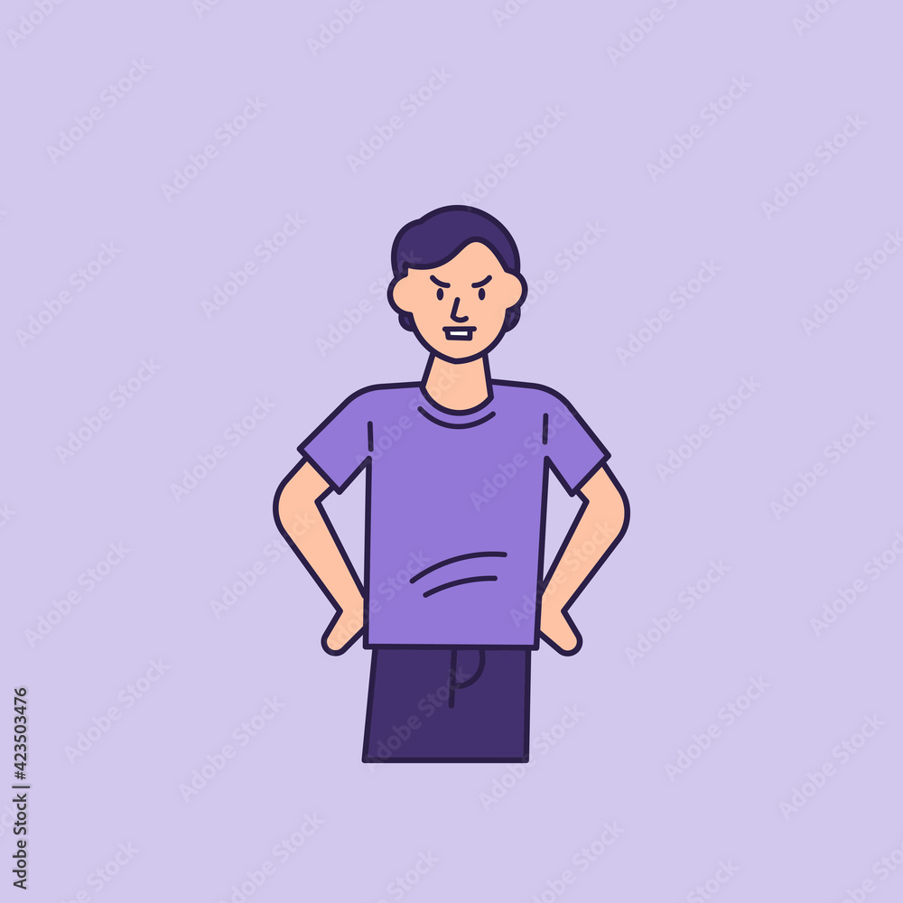 expression of a man who is angry or holding back emotions. illustration of a thin man. outline or line style. minimalistic vector design expression of a man who is angry or holding back emotions. illustration of a thin man. outline or line style. minimalistic vector design