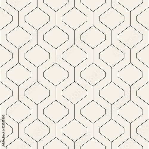 Fototapeta Naklejka Na Ścianę i Meble -  Geometric seamless pattern. Simple thin linear diamond background. Vector simple swatch with weaving rhombuses. Can be used as swatch for illustrator.