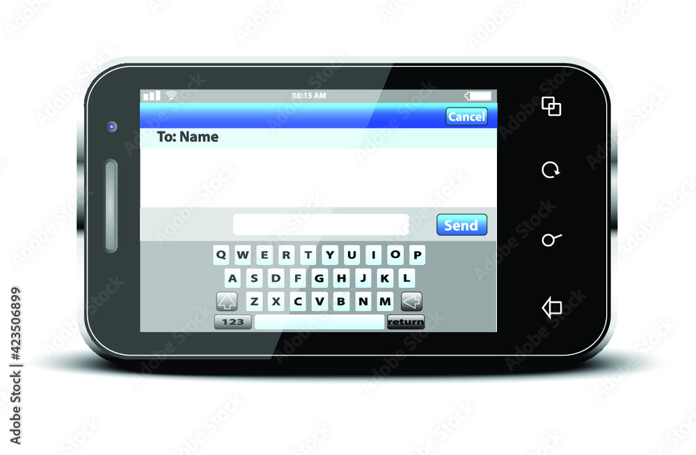 Mobile phone with sms menu screen. Space for text Mobile phone with sms menu screen. Space for text
