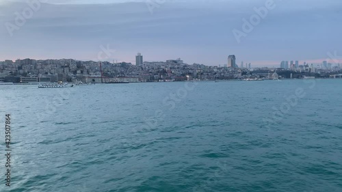 View from a ferry in Istanbul city