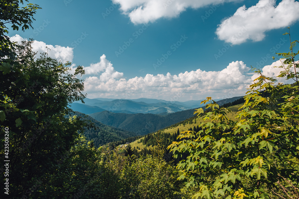 Fototapeta premium Carpathian mountains, summer, clouds, rain