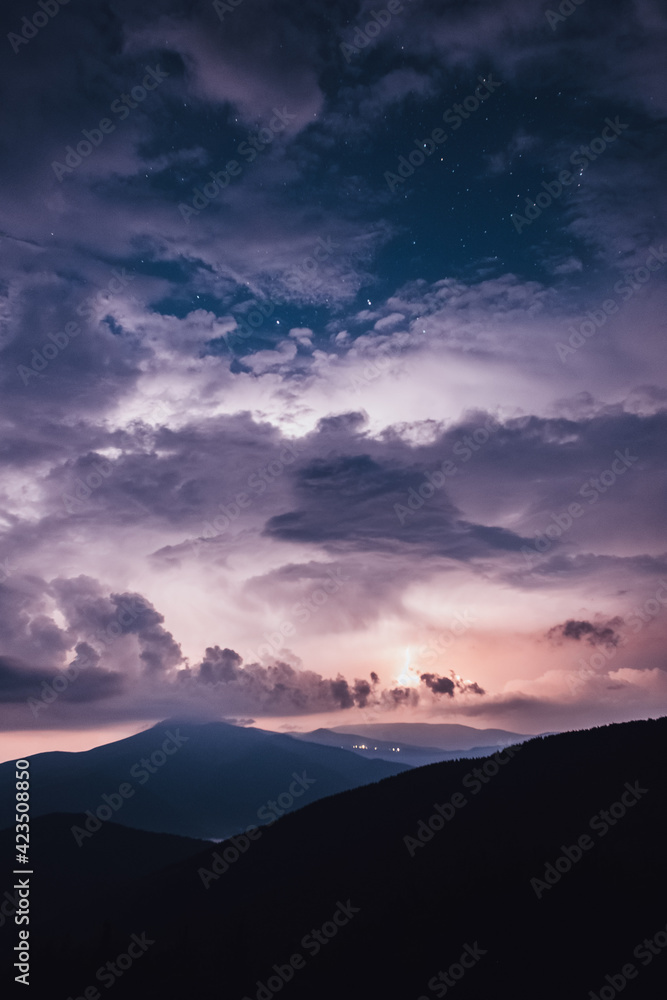 Carpathian mountains, summer, clouds, rain