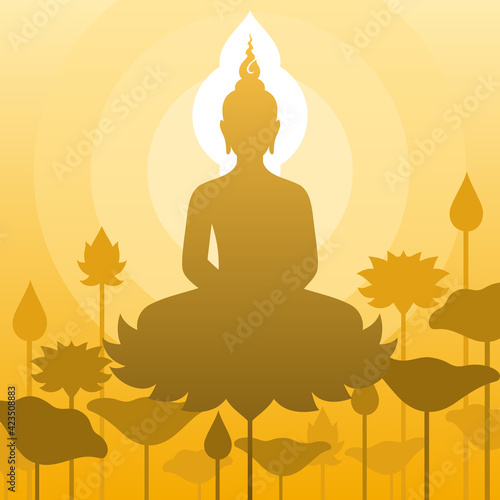 Lord Buddha sit on lotus flower in meditation pose