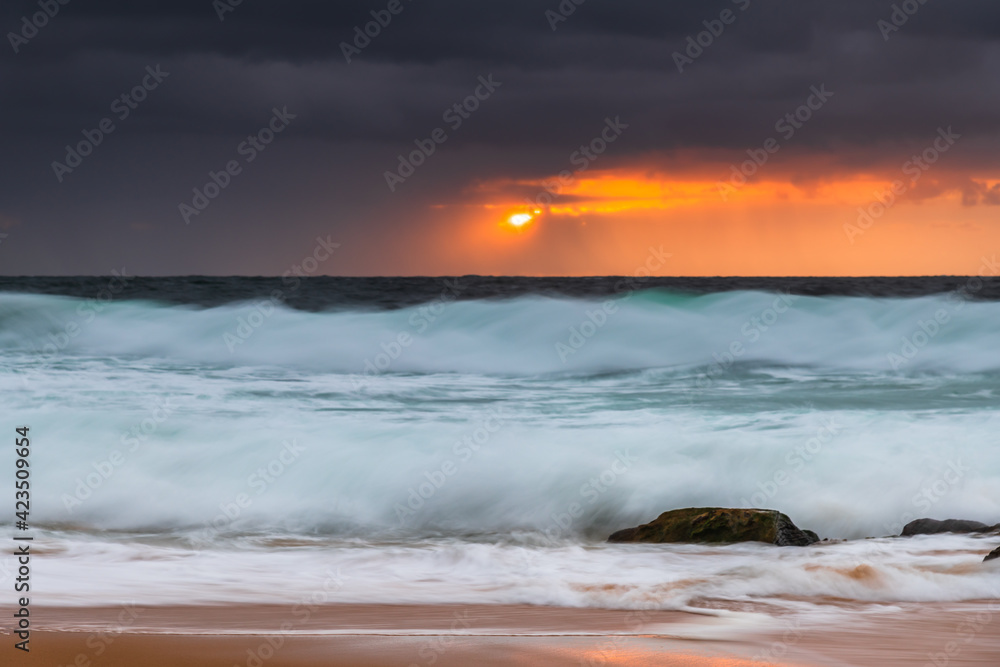 Fototapeta premium A moody overcast sunrise seascape