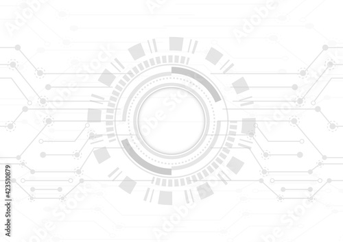 White abstact technology cyber hitech circle background.