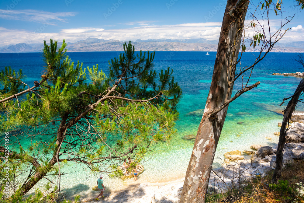 amazing beach in Kassiopi on Corfu island in Greece