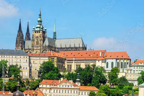 View on St. Vitus Cathedral and Prague Castle in Prague