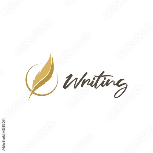 Vector Feather Signature Logo Design Template