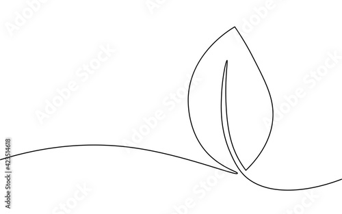 Single continuous line art growing sprout. Plant leaves seed grow soil seedling eco natural farm concept design one sketch outline drawing vector illustration