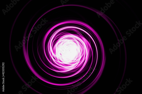 Abstract glowing portal on the black background.