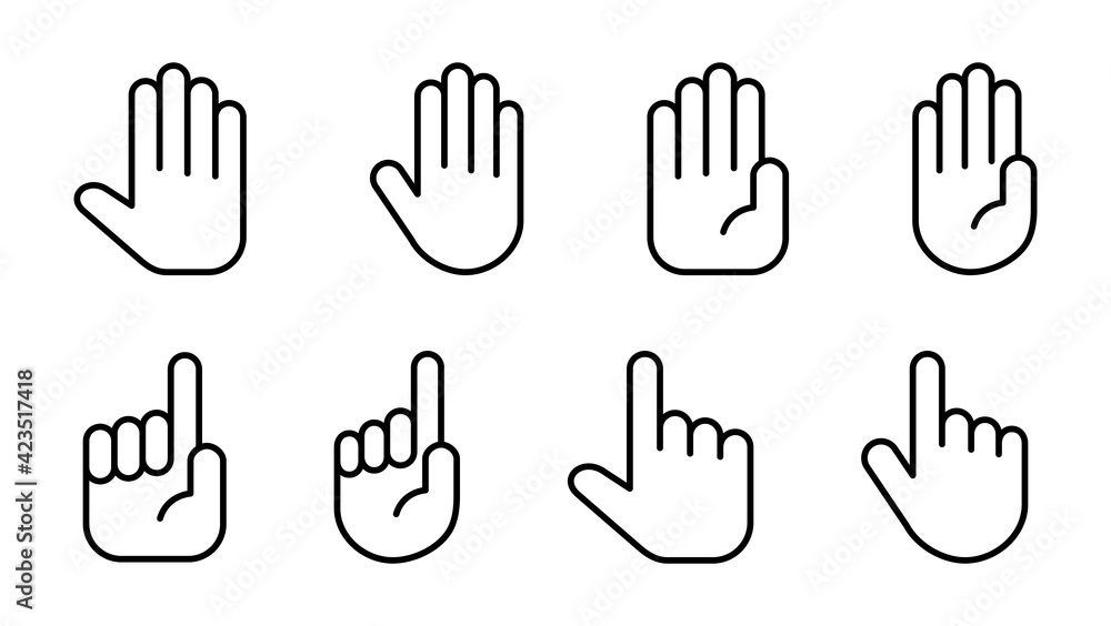 Hand icon set. hand vector icon, palm Hand icon set. hand vector icon, palm