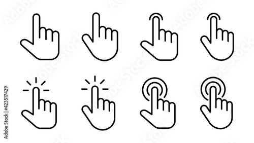 Hand cursor icon set. cursor icon vector. hand cursor icon click