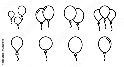 Balloon icon set. party balloon icon decoration birthday vector. Balloon black silhouette icon