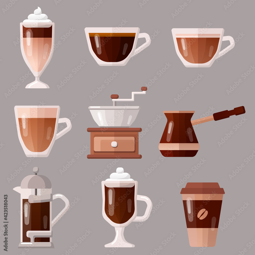 Obraz premium Coffee icons set vector illustration.