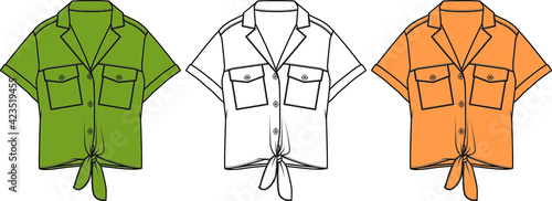 Vector flat sketch shirt designs for women.