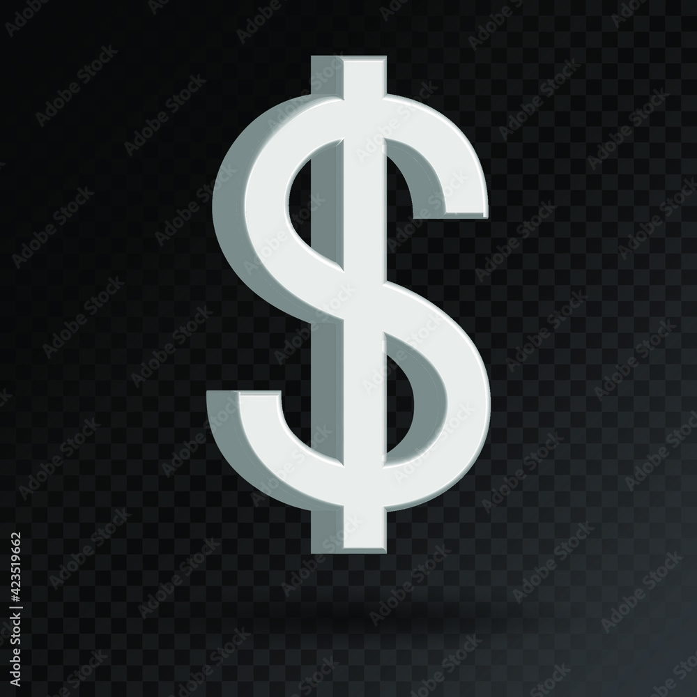 Currency symbols: Dollar. 3D currency icon vector. Eps10 vector illustration. Currency symbols: Dollar. 3D currency icon vector. Eps10 vector illustration.