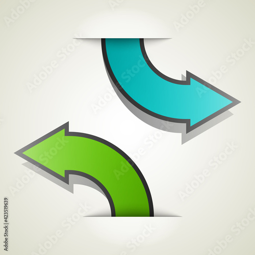 Free Download Two curved circle arrow ribbon. 2 direction round banner shape. Trend arrow stripe form, flat icon - GFXLoad