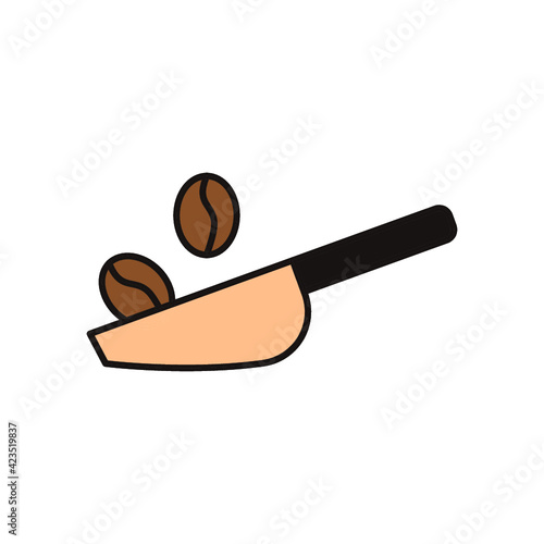 Bean scoop icon  in color icon, isolated on white background 