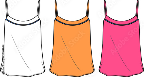 Vector flat sketch suspender blouse designs for women.
