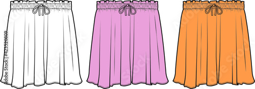 vector flat sketch skirt designs