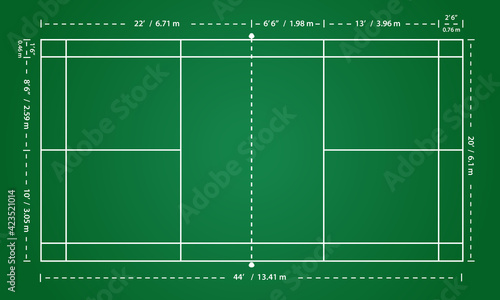 Badminton field indoor with size area detail