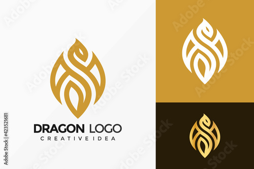 Luxury Dragon Logo Vector Design. Abstract emblem, designs concept, logos, logotype element for template.