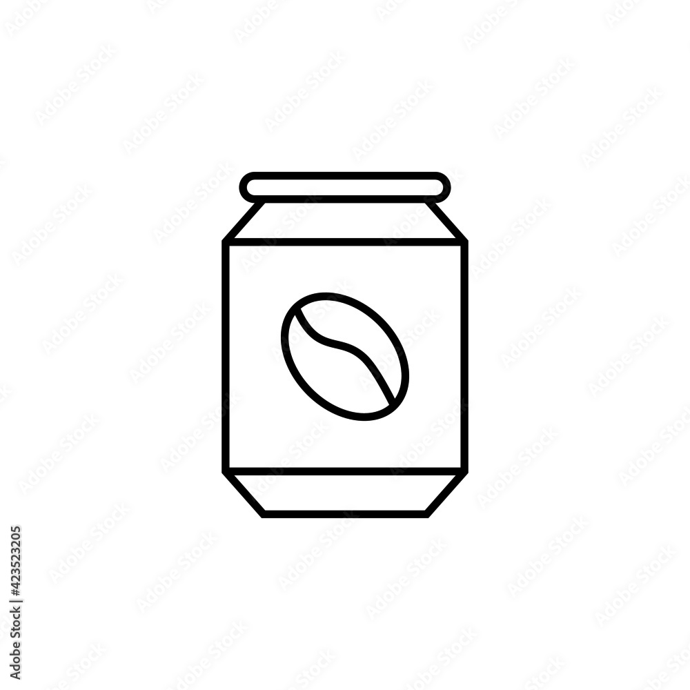 Coffee cans icon in flat black line style, isolated on white Coffee cans icon in flat black line style, isolated on white