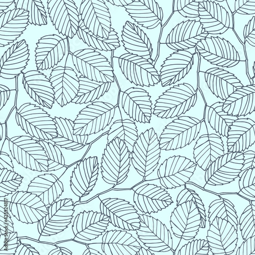 Seamless pattern with elm tree branches and leaves for surface design and other design projects