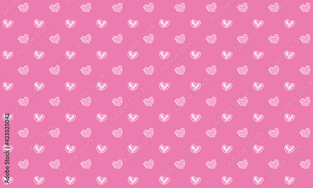 White hand drawn hearts pattern on a bright pink background great for any kind of packaging White hand drawn hearts pattern on a bright pink background great for any kind of packaging