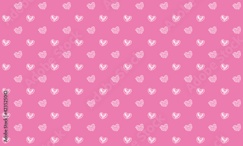 White hand drawn hearts pattern on a bright pink background great for any kind of packaging