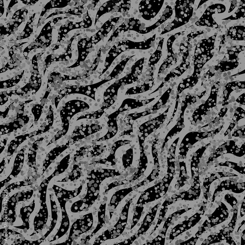 Seamless pattern black waves of the dust on a dark gray background