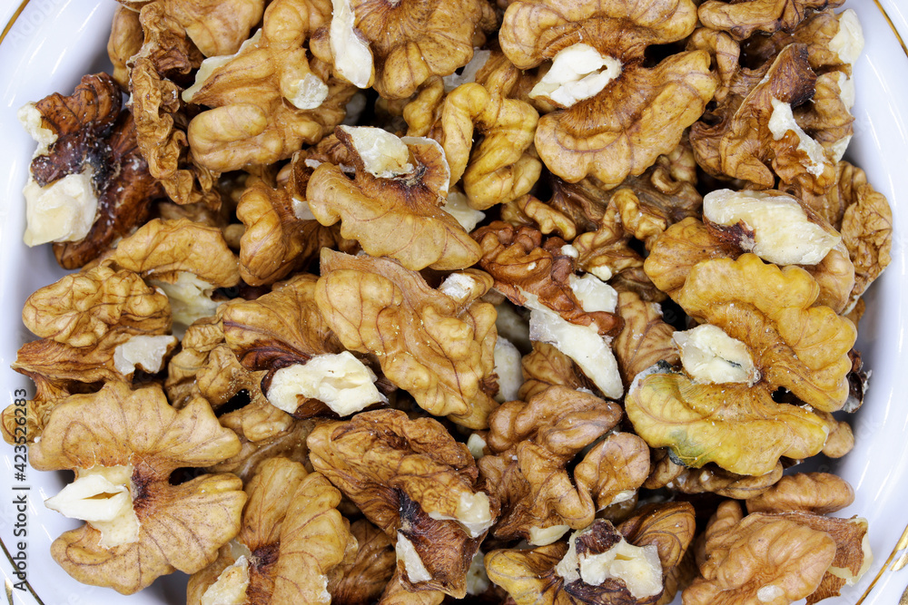 top view walnuts in a jar top view walnuts in a jar
