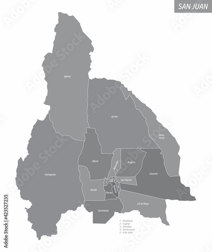 San Juan province administrative map