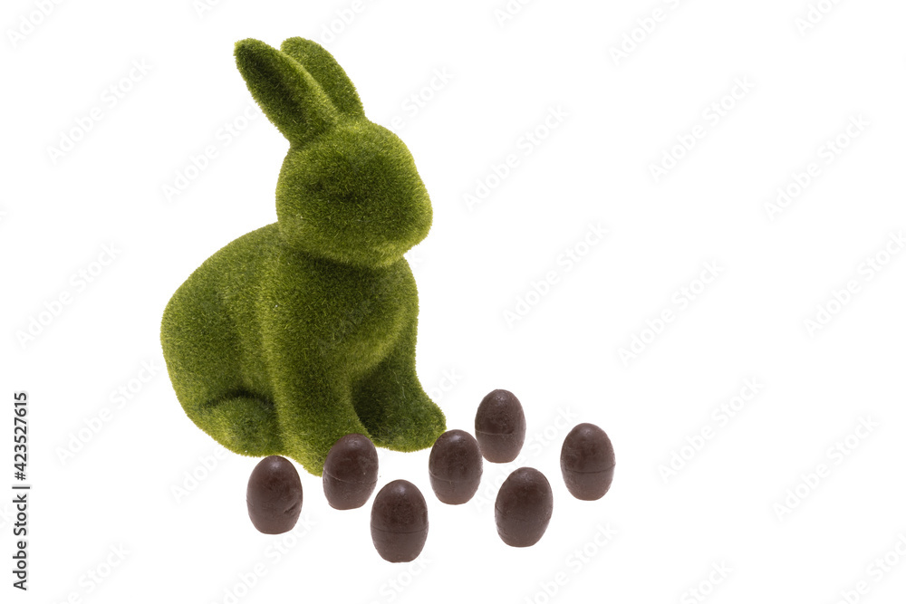 Easter green bunny isolated - obrazy, fototapety, plakaty 