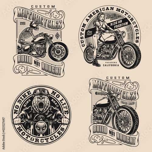 Motorcycle vintage designs composition